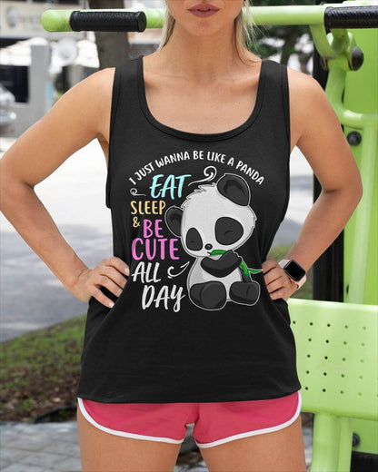 Girls Panda Bear Just Wanna Be Cute Eat Sleep - Panda Lover T-Shirt
