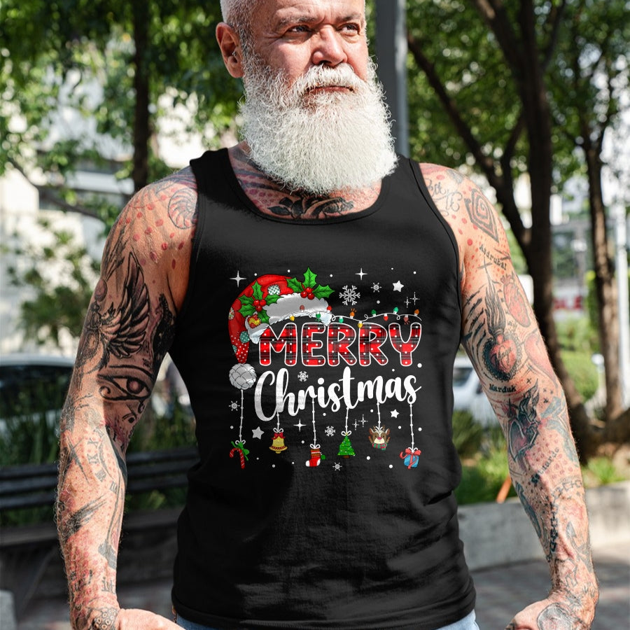 Merry Christmas Red Santa Hat Reindeer Xmas Matching Family T-Shirt - Christmas Unisex T-Shirt/Hoodie/Sweatshirt - SNOW00