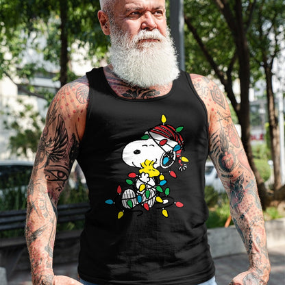 Peanuts - Snoopy Woodstock Christmas Lights T-Shirt - Christmas Unisex T-Shirt/Hoodie/Sweatshirt - SNOW00