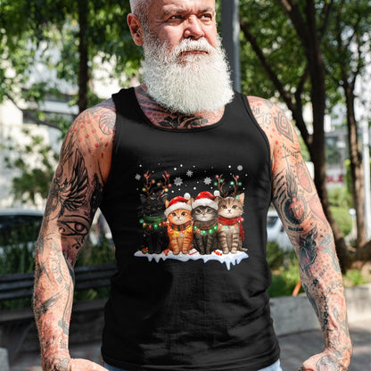 Cat Christmas Light Reindeer Santa Christmas Cat Lover T-Shirt - Christmas Unisex T-Shirt/Hoodie/Sweatshirt - SNOW00