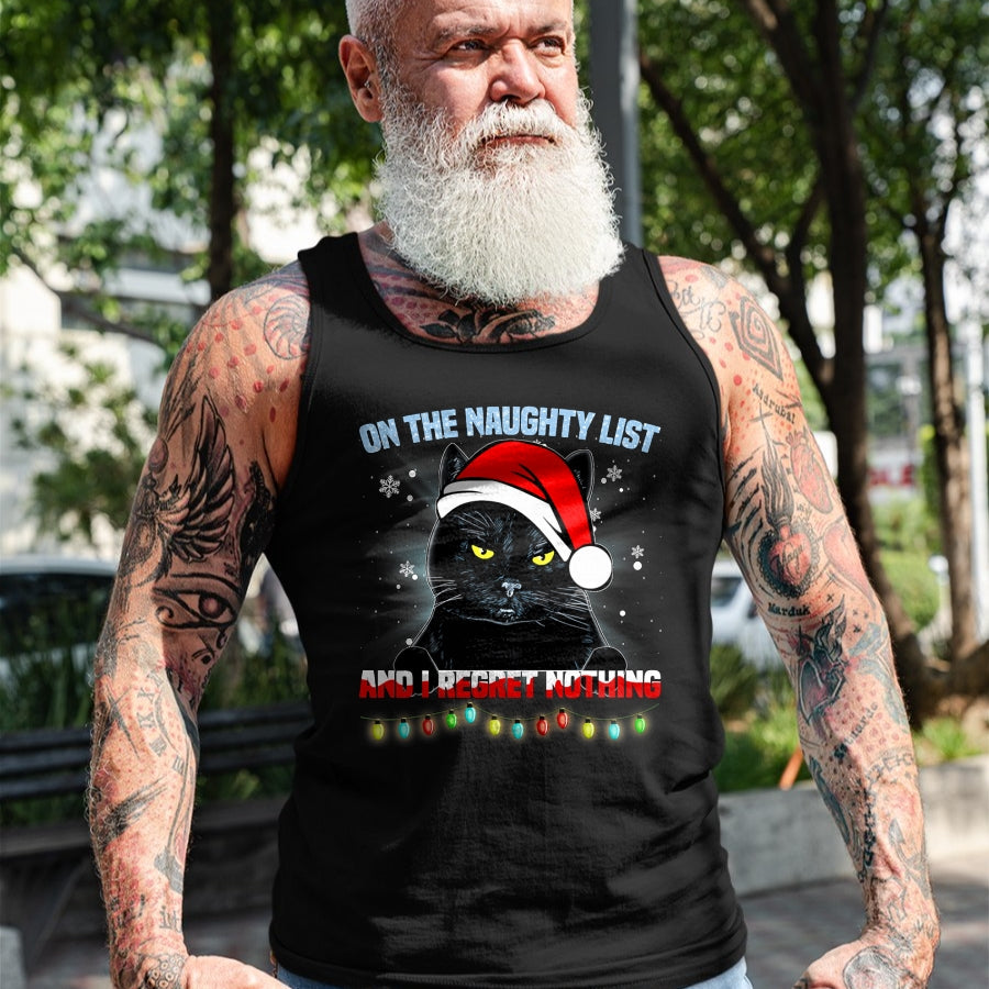 On The Naughty List And I Regret Nothing Cat Christmas T-Shirt - Christmas Unisex T-Shirt/Hoodie/Sweatshirt - SNOW00
