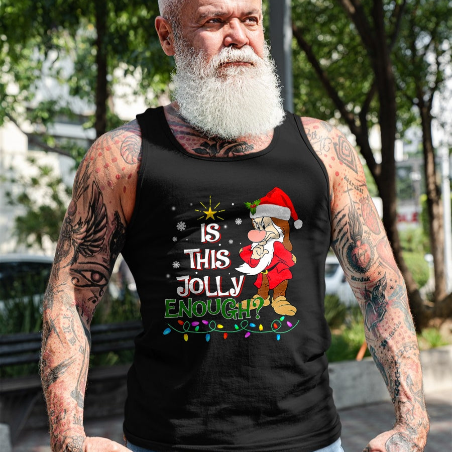 Is This Jolly Enough Grumpy Elf Pajama Christmas Lights T-Shirt - Christmas Unisex T-Shirt/Hoodie/Sweatshirt - SNOW00