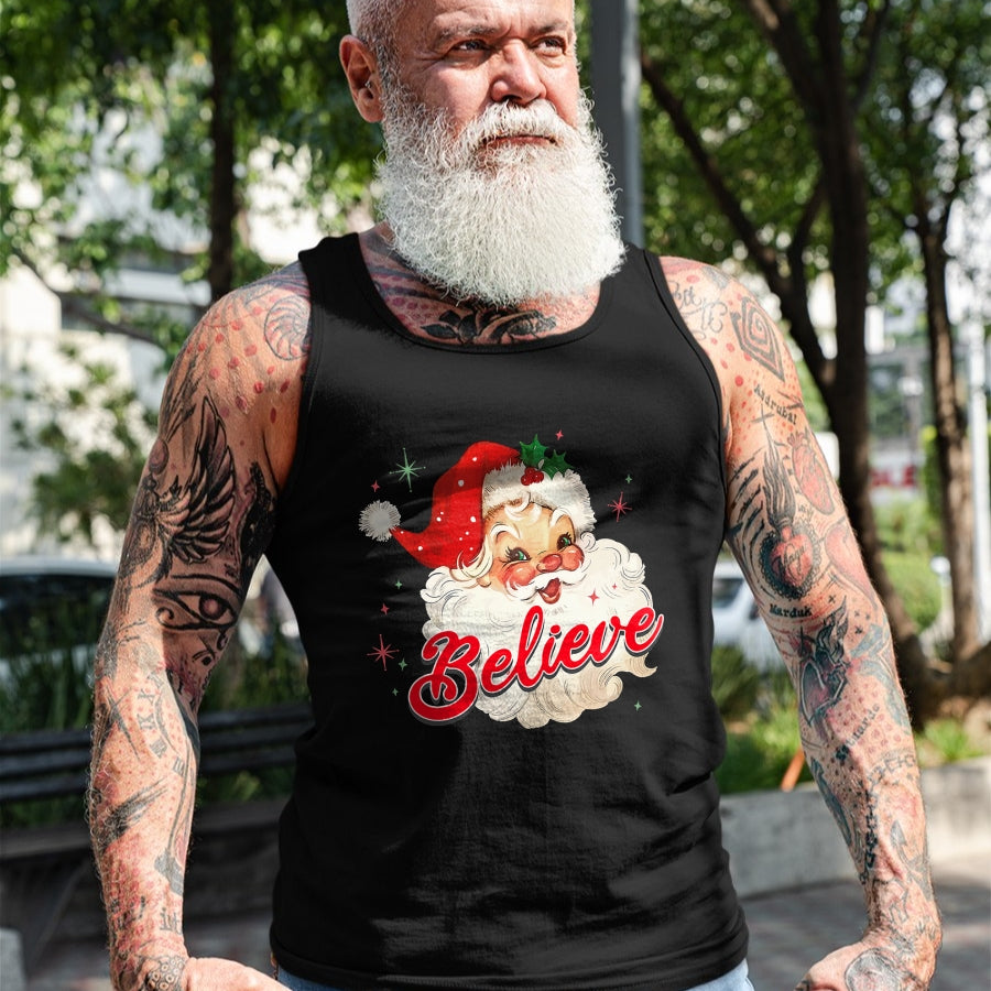 Vintage Santa Claus Believe Christmas Women Boys Girls T-Shirt - Christmas Unisex T-Shirt/Hoodie/Sweatshirt - SNOW00