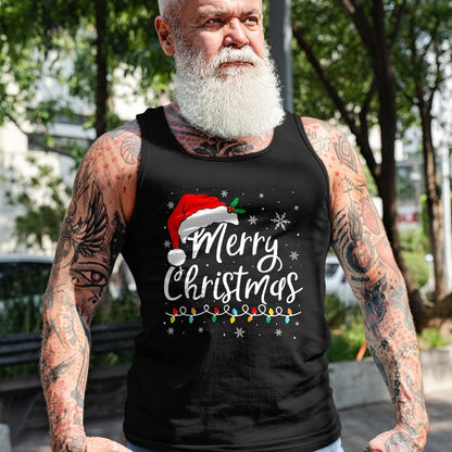 Merry Christmas Lights Santa Hat Xmas Family Matching Pajama T-Shirt - Christmas Unisex T-Shirt/Hoodie/Sweatshirt - SNOW00
