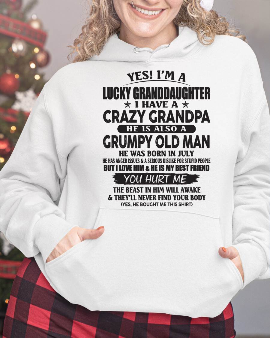 JULY - LUCKY GRANDDAUGHTER OF CRAZY GRANDPA - PERFECT GIFT FOR YOUR GRANDDAUGHTER FROM GRANDPA - SNOW07 (SKU10-150-07)