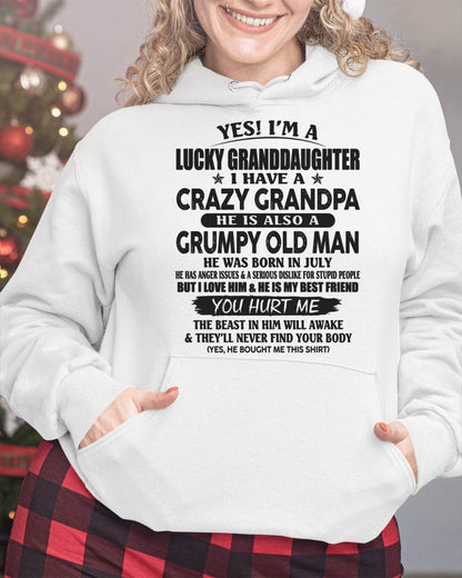 JULY - LUCKY GRANDDAUGHTER OF CRAZY GRANDPA - PERFECT GIFT FOR YOUR GRANDDAUGHTER FROM GRANDPA - SNOW07 (SKU10-150-07)