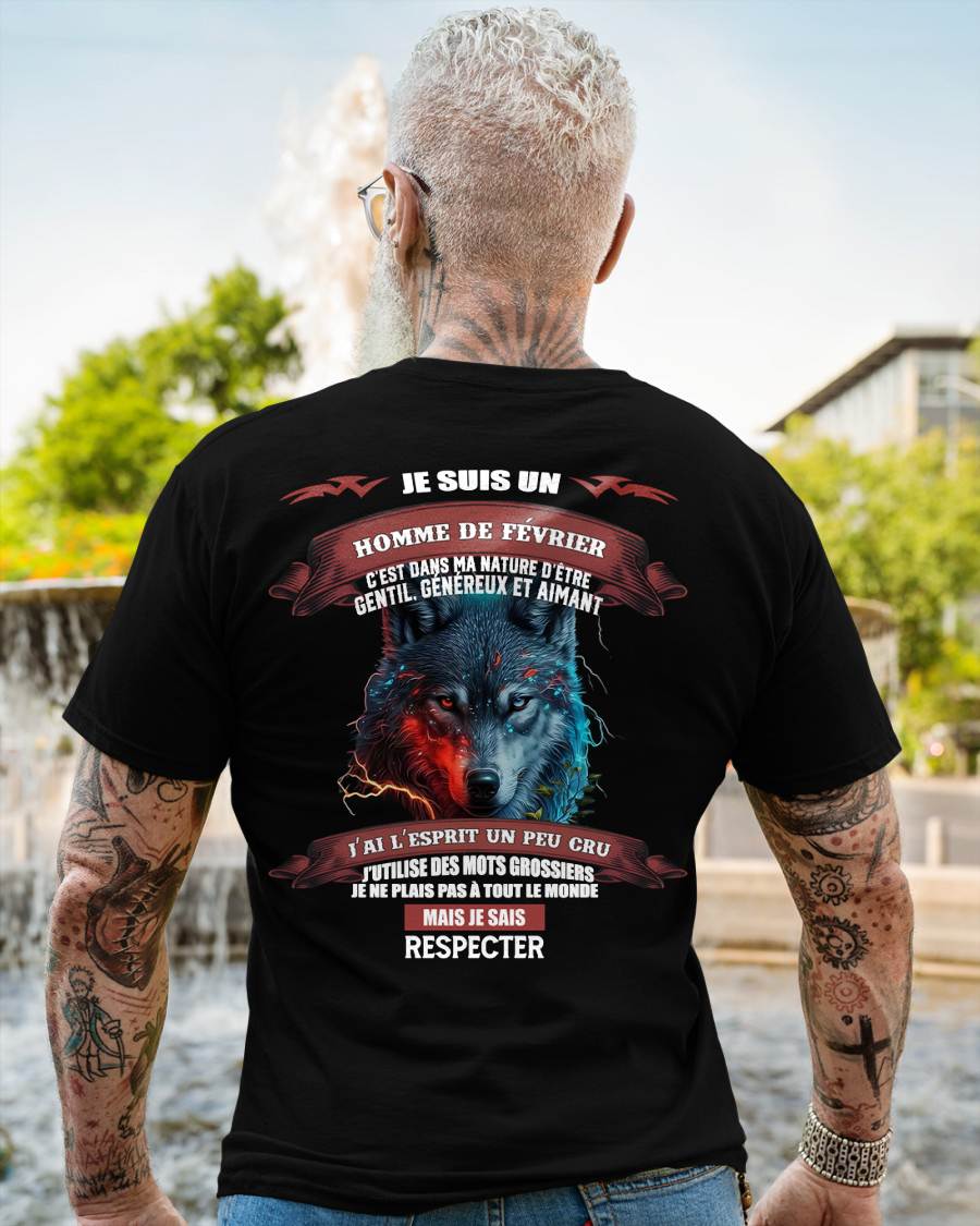 FÉVRIER -  JE SAIS RESPECTER – T-SHIRT D’ANNIVERSAIRE POUR HOMME - frSNOW02 (SKU12-266-02)