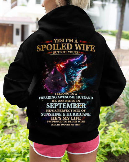 SEPTEMBER, YES! I’M A SPOILED WIFE BUT NOT YOURS Gift T-Shirt from husband for wife – SNOW09 (SKU26T-01100-09)
