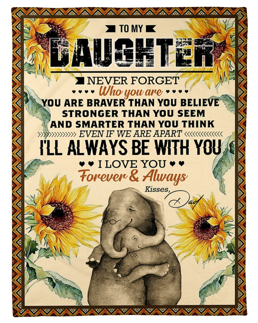 Elephant Blanket Love Your Dad Blanket - Gift For Daughter From Dad