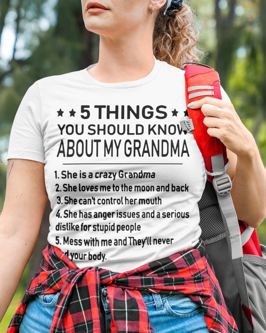 5 THINGS  YOU SHOULD KNOW ABOUT MY GRANDMA - Gift for granddaughter snow00 (SKU10-18)
