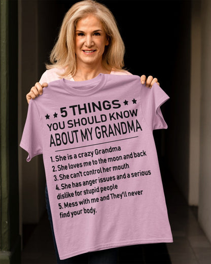 5 THINGS  YOU SHOULD KNOW ABOUT MY GRANDMA - Gift for granddaughter snow00 (SKU10-18)