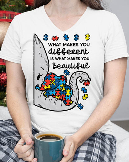 What Makes You Different Beautiful Elephant Autism Awareness T-Shirt