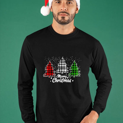 Merry Christmas Tree Xmas Buffalo Plaid Red White Green T-Shirt - Christmas Unisex T-Shirt/Hoodie/Sweatshirt - SNOW00