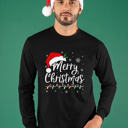 Merry Christmas Lights Santa Hat Xmas Family Matching Pajama T-Shirt - Christmas Unisex T-Shirt/Hoodie/Sweatshirt - SNOW00