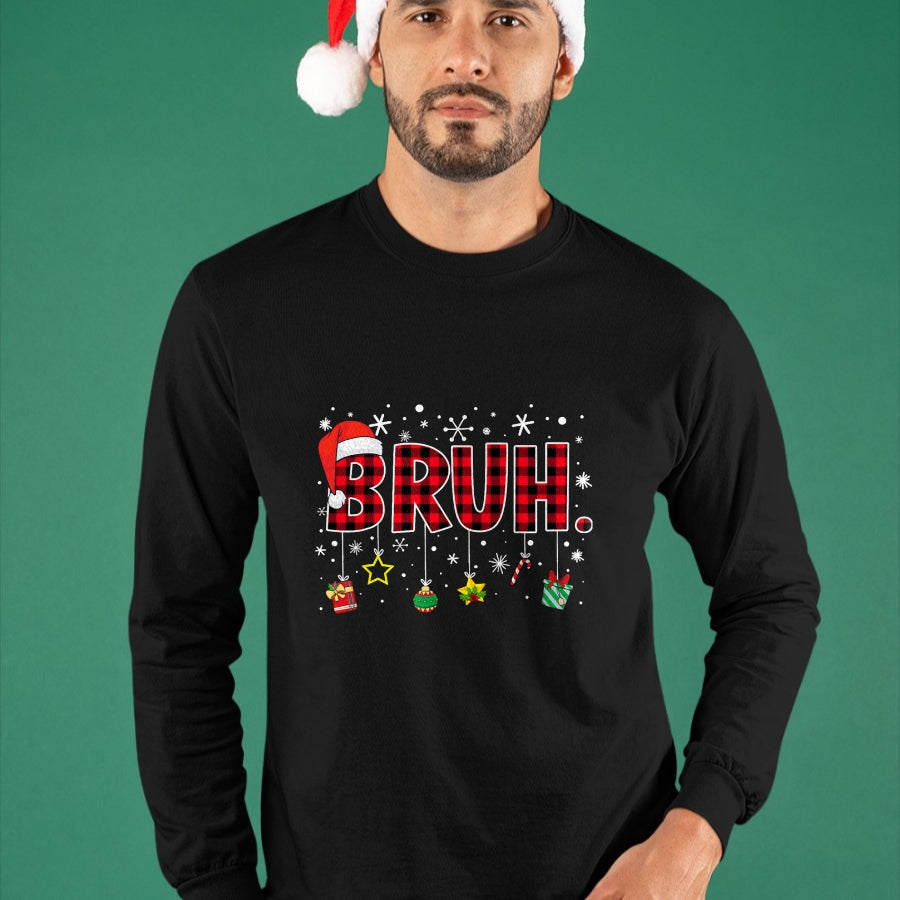 Bruh Funny Christmas Red Plaid Teens Boys Kids Xmas Pajamas T-Shirt - Christmas Unisex T-Shirt/Hoodie/Sweatshirt - SNOW00