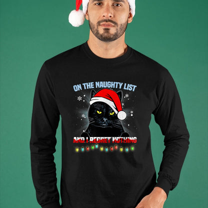 On The Naughty List And I Regret Nothing Cat Christmas T-Shirt - Christmas Unisex T-Shirt/Hoodie/Sweatshirt - SNOW00