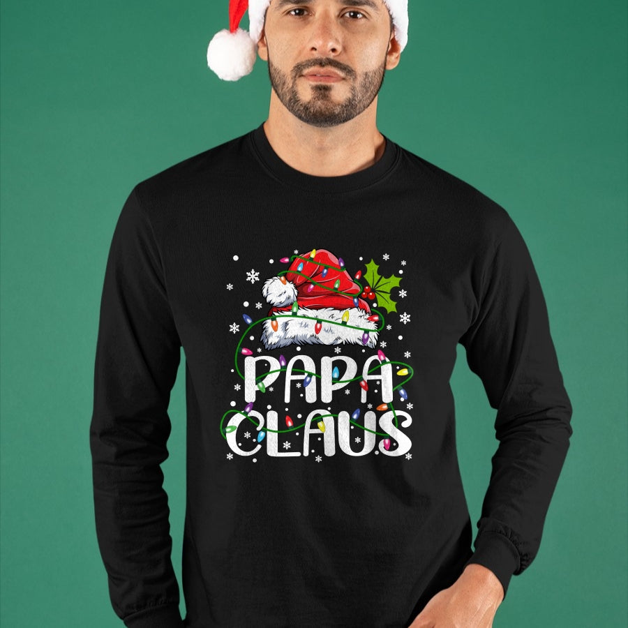 Papa Claus Christmas Lights Pajama Family Matching T-Shirt - Christmas Unisex T-Shirt/Hoodie/Sweatshirt - SNOW00