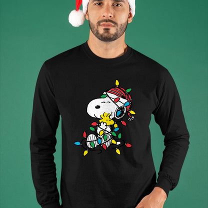Peanuts - Snoopy Woodstock Christmas Lights T-Shirt - Christmas Unisex T-Shirt/Hoodie/Sweatshirt - SNOW00