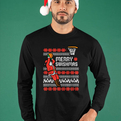 Merry Swishmas Basketball Ugly Christmas Xmas Men Boys Kids T-Shirt - Christmas Unisex T-Shirt/Hoodie/Sweatshirt - SNOW00