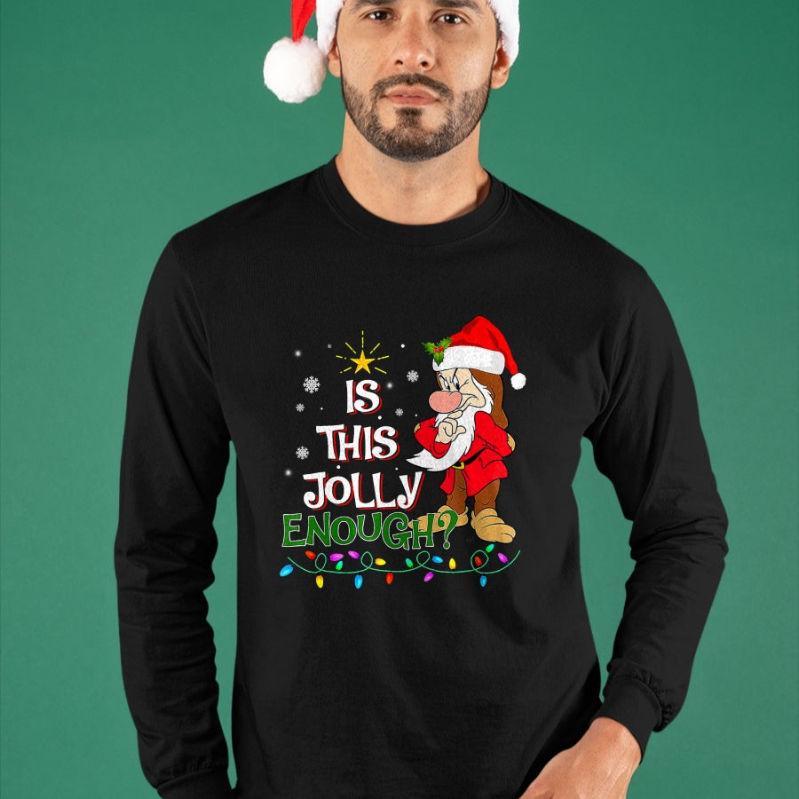 Is This Jolly Enough Grumpy Elf Pajama Christmas Lights T-Shirt - Christmas Unisex T-Shirt/Hoodie/Sweatshirt - SNOW00