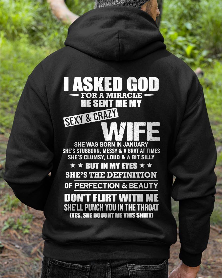 JANUARY, SHE’S THE DEFINITION OF PERFECTION & BEAUTY - GIFT SHIRT FROM WIFE - SNOW01 (SKU2606-339-01)