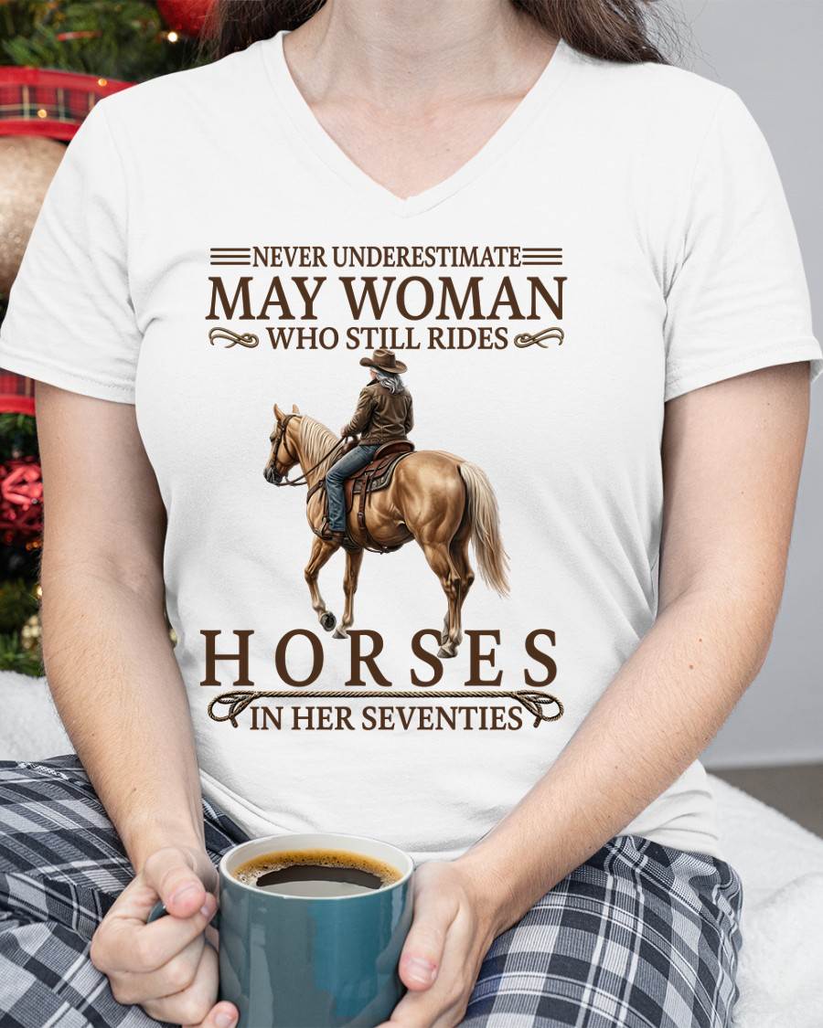 MAY SHIRT, A WOMAN WHO STILL RIDES HORSES IN HER SEVENTIES - SNOW05 (SKU2604-287-05)