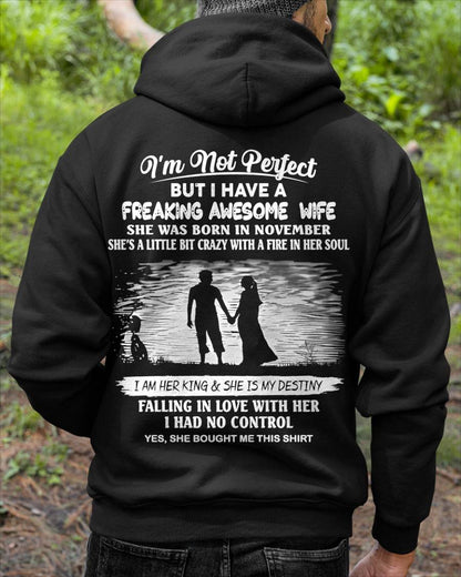 NOVEMBER, I'M NOT PERFECT BUT I HAVE A FREAKING AWESOME WIFE GIFT T SHIRT FROM WIFE FOR HUSBAND – SNOW MALE01 (SKU2602-43-11)