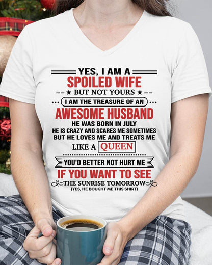 JULY, I AM THE TREASURE OF AN AWESOME HUSBAND – Gift T Shirt From Husband For Wife – SNOW FEMALE07 (SKU2602-05-07)