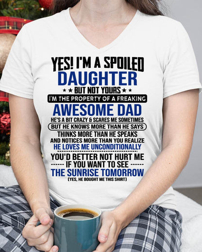 I'M THE PROPERTY OF A FREAKING AWESOME DAD - GIFT T SHIRT FROM DAD FOR DAUGHTER - SNOW00 (SKU2604-75-00)