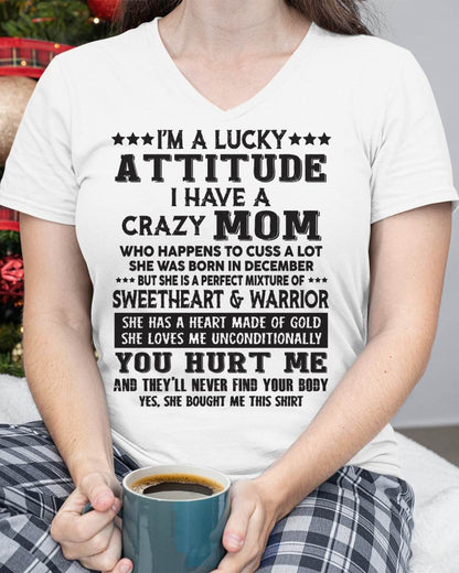 DECEMBER, SHE HAS A HEART MADE OF GOLD - GIFT T SHIRT FROM MOM FOR DAUGHTER - SNOW12 (SKU2603-168-12)