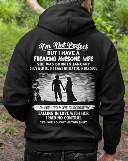 JANUARY, I'M NOT PERFECT BUT I HAVE A FREAKING AWESOME WIFE GIFT T SHIRT FROM WIFE FOR HUSBAND – SNOW MALE01 (SKU2602-43-01)
