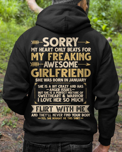 JANUARY, SORRY MY HEART ONLY BEATS FOR MY GIRLFRIEND – GIFT T SHIRT FROM WIFE FOR HUSBAND – SNOW MALE01 (SKU2602-23-01)