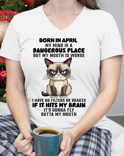 APRIL CAT SHIRT, MY MIND IS A DANGEROUS PLACE - SNOW04 (SKU2603-49-04)