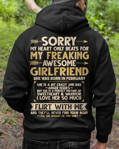 FEBRUARY, SORRY MY HEART ONLY BEATS FOR MY GIRLFRIEND – GIFT T SHIRT FROM WIFE FOR HUSBAND – SNOW MALE02 (SKU2602-23-02)