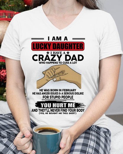 FEBRUARY, I AM A LUCKY DAUGHTER - GIFT T SHIRT FROM DAD - SNOW MALE02 (SKU2602-187-02)