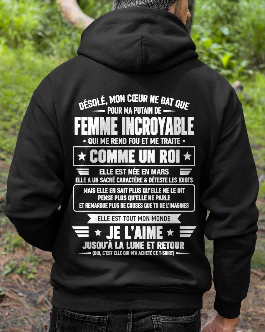MARS T-SHIRT, JE L’AIME JUSQU’À LA LUNE ET RETOUR - T-SHIRT DE FEMME POUR SON MARI - SNOW03 (SKU2609-34-03)