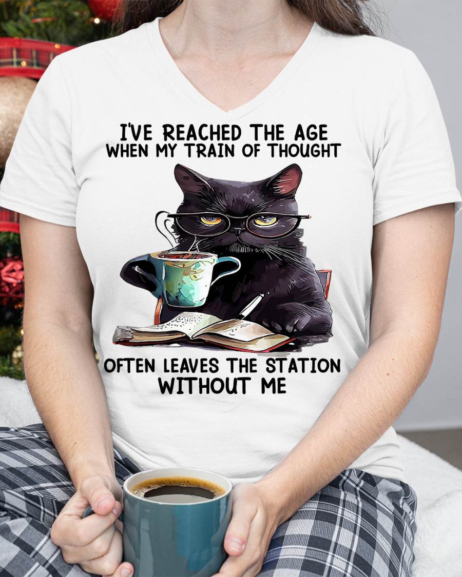 Cat I've Reached The Age When My Train of Thought T-Shirt (SKU-SNOW-07)