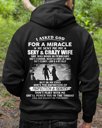 FEBRUARY, SHE’S THE DEFINITION OF PERFECTION & BEAUTY - GIFT SHIRT FROM WIFE - SNOW02 (SKU2606-340-02)