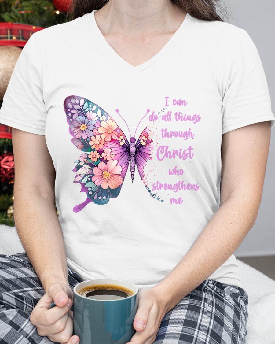Jesus Shirts Apparel And Accessories I Can Do All Things Through Christ Pretty Butterfly Unisex-Adul