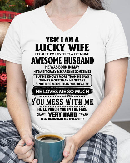 MAY, I’M LOVED BY A FREAKING AWESOME HUSBAND GIFT T SHIRT FROM HUSBAND FOR WIFE – SNOW MALE05 (SKU26T-01196-05)