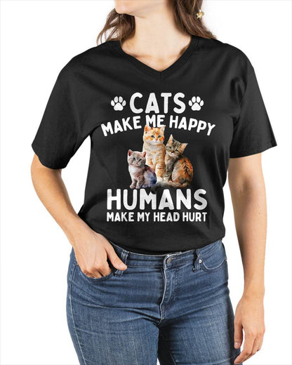 Cats Make Me Happy Humans Make My Head Hurt - Cat Lover T-Shirt