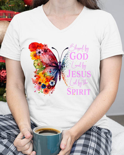 Blessed by God Loved by Jesus Butterfly T-Shirt