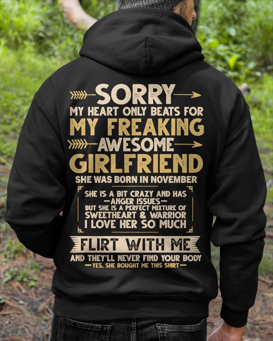 NOVEMBER, SORRY MY HEART ONLY BEATS FOR MY GIRLFRIEND – GIFT T SHIRT FROM WIFE FOR HUSBAND – SNOW MALE11 (SKU2602-23-11)