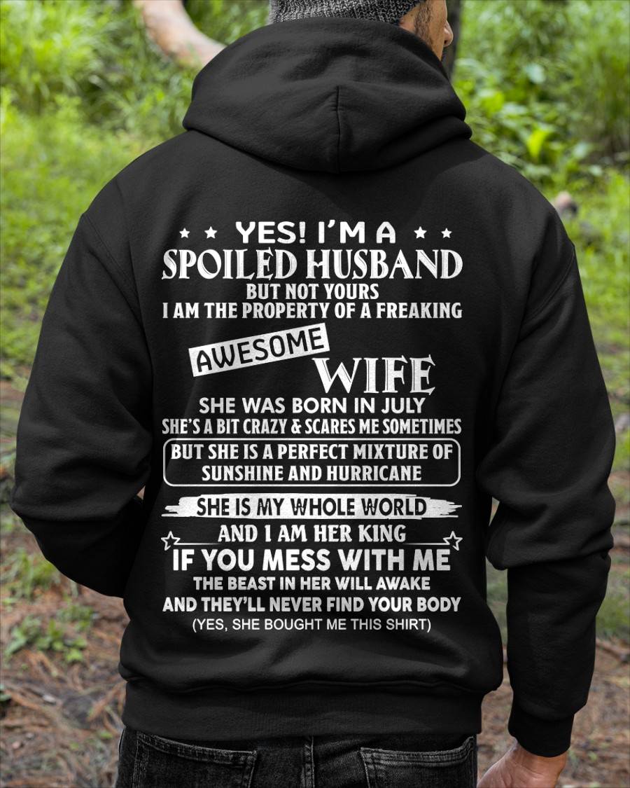 JULY, I AM THE PROPERTY OF A FREAKING AWESOME WIFE Gift T Shirt from Wife for Husband – SNOW MALE07 (SKU12-232-07)