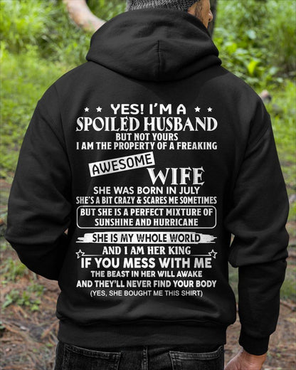 JULY, I AM THE PROPERTY OF A FREAKING AWESOME WIFE Gift T Shirt from Wife for Husband – SNOW MALE07 (SKU12-232-07)