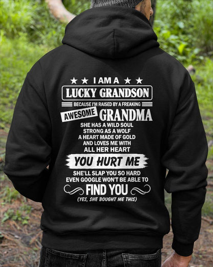 00, I AM A LUCKY GRANDSON - SHIRT FROM GRANDMA TO GRANDSON - SNOW00 (SKU2609-335-00)