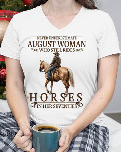 AUGUST SHIRT, A WOMAN WHO STILL RIDES HORSES IN HER SEVENTIES - SNOW08 (SKU2604-287-08)