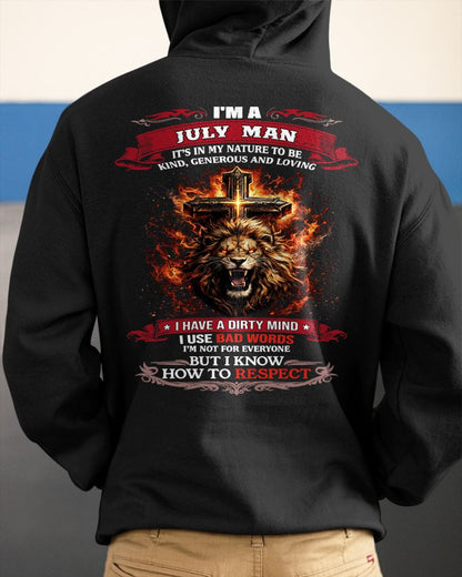 JULY - KIND AND LOVING ARE MY NATURE - PREMIUM DTG PRINT BIRTHDAY T-SHIRT FOR MEN - SNOW07 (SKU26T-01-31-07)