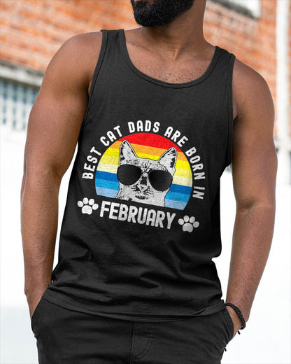 Best Cat Dads Born In February Retro Birthday Men Cat Daddy T-Shirt
