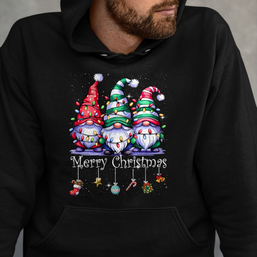 Cute Gnomes Merry Christmas Light Family Gnome Xmas Matching T-Shirt - Christmas Unisex T-Shirt/Hoodie/Sweatshirt - SNOW00